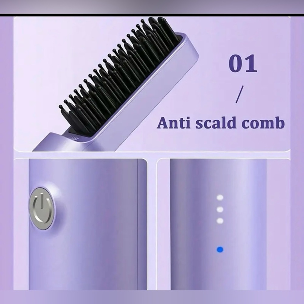Purple Anti-Scald Hair Comb electric Nwt 3 different temp settings